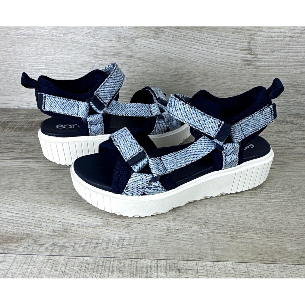 Earth Etalana2 Women's 7.5 M Sport Sandals Navy Blue Woven Platform New